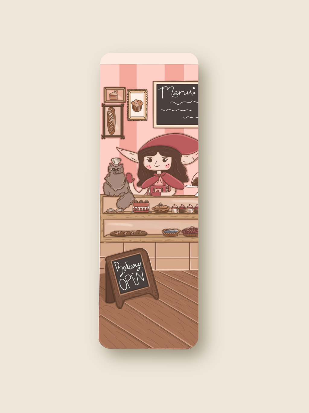 Bookmark with illustration of Meadow's Bakery