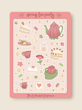This is a sticker sheet of many spring tea party trinkets